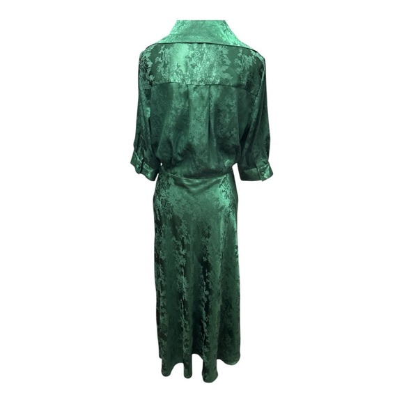 Ronny Kobo Carol Collared Faux Wrap Maxi Dress In Green Size Large - Picture 9 of 14